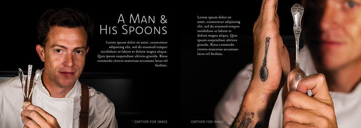 Spread showing the chef and his spoons