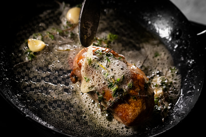 Duck breast basting in butter