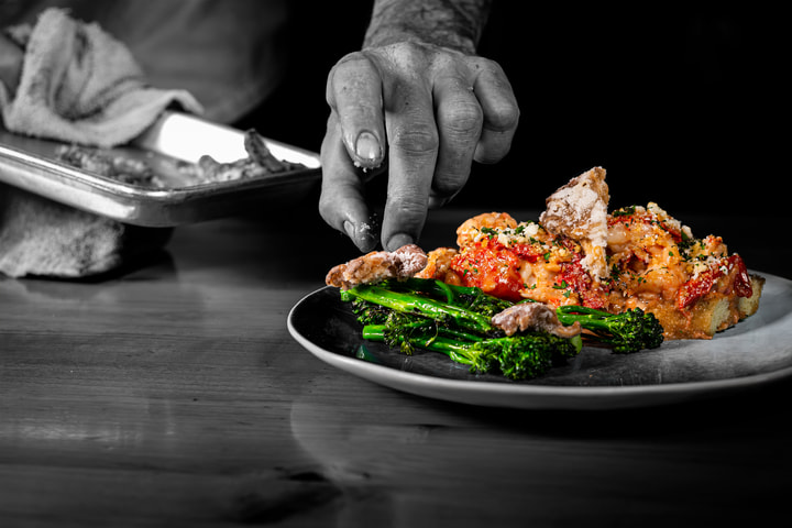 Plated lobster with broccolini