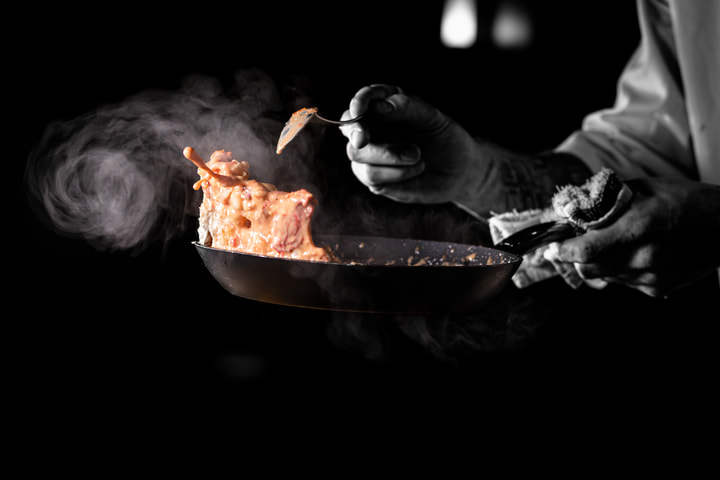 Steam rising from a pan