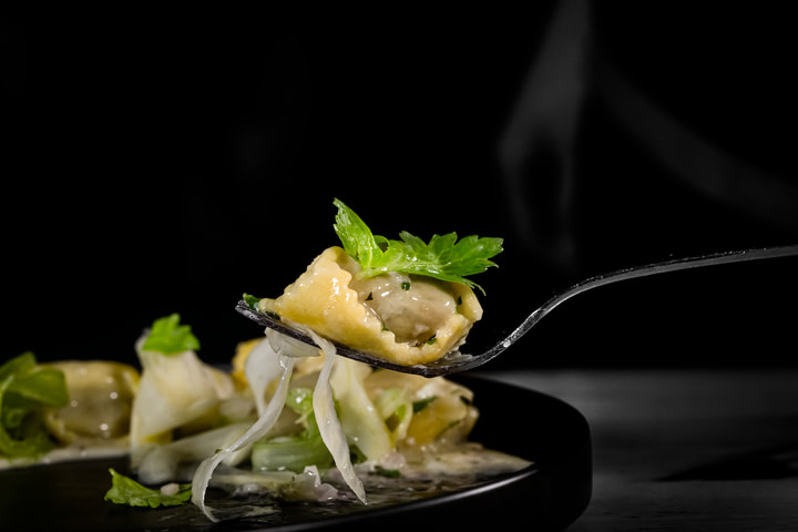 Pasta lifted from a plate