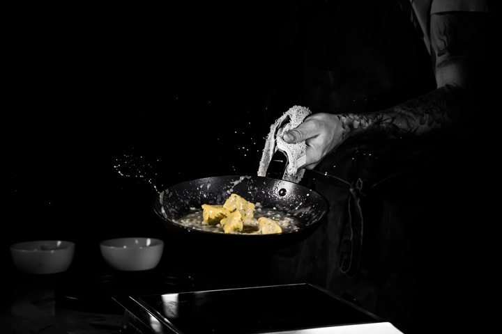 Pasta in a pan on the stove