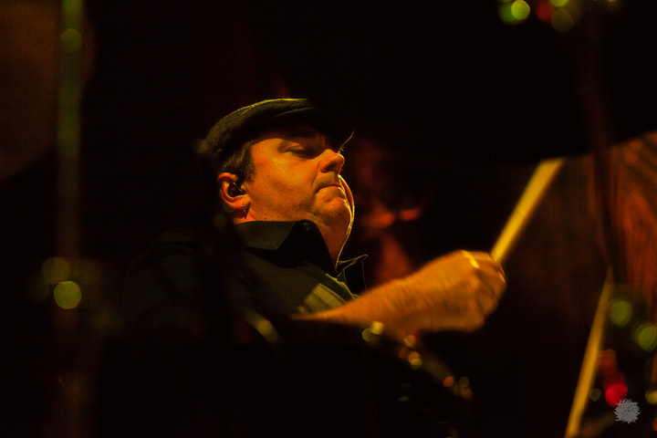 Drummer in amber light