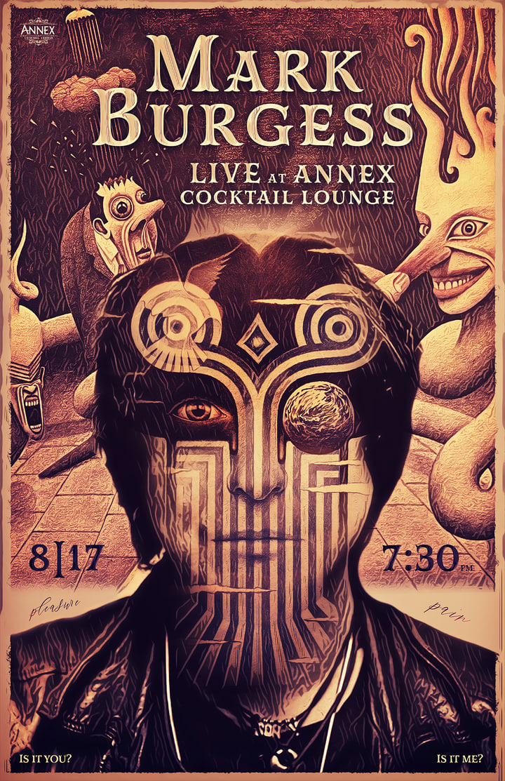 Mark Burgess poster at Annex Cocktail Lounge