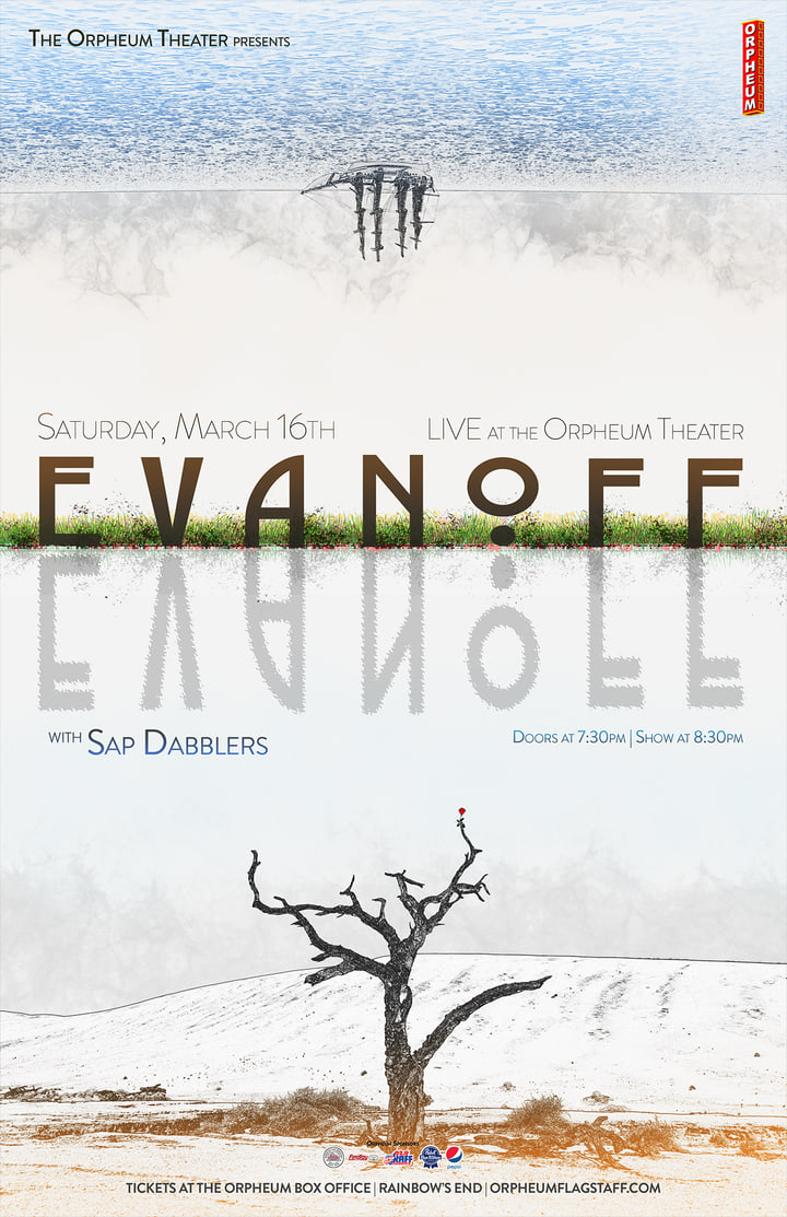 Evanoff poster with a bare desert tree