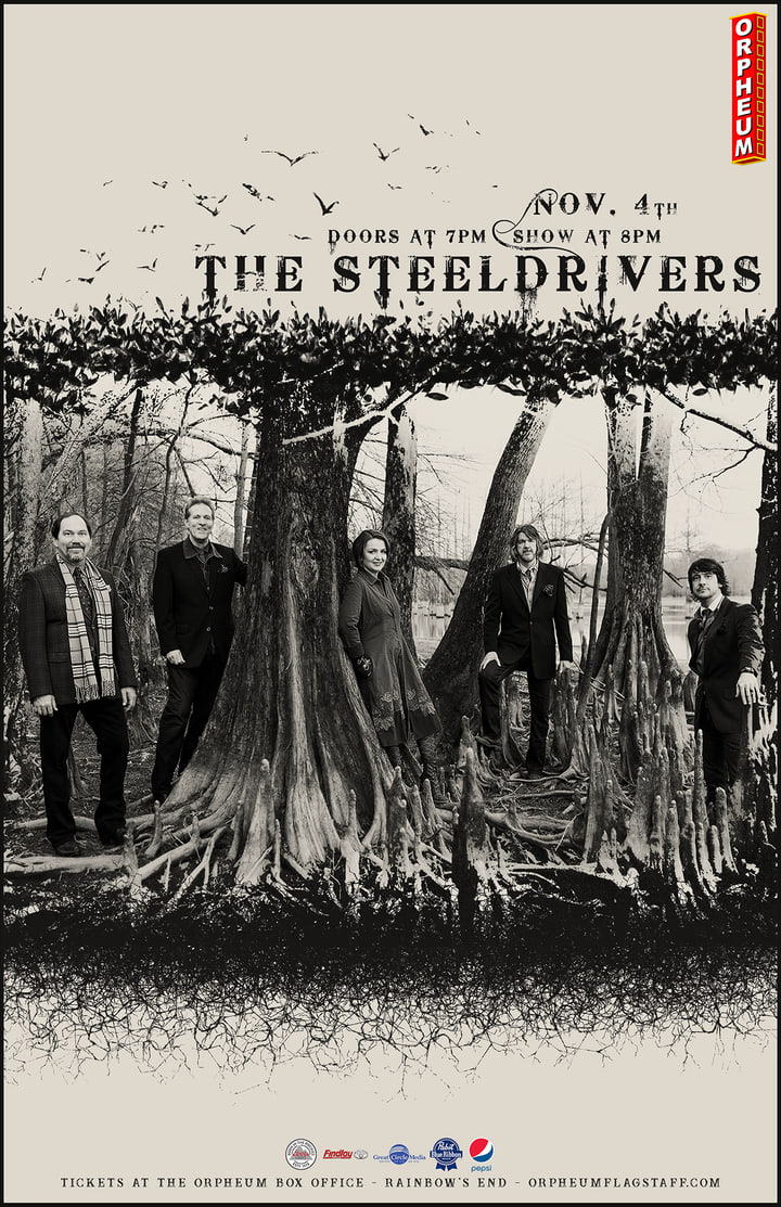 The SteelDrivers poster with cypress trees